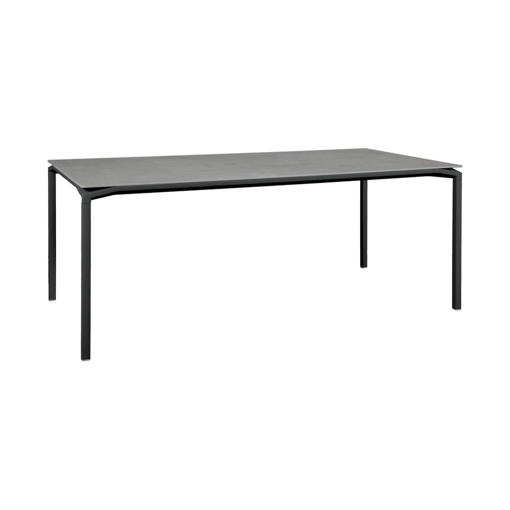 Table rectangulaire Calvi Minérale / 195 x 95 cm (8 personnes) - Plateau Dekton (aspect pierre) - Fermob - Gris (Dekton) / Pieds Carbone - Aluminium laqué, Céramique Dekton