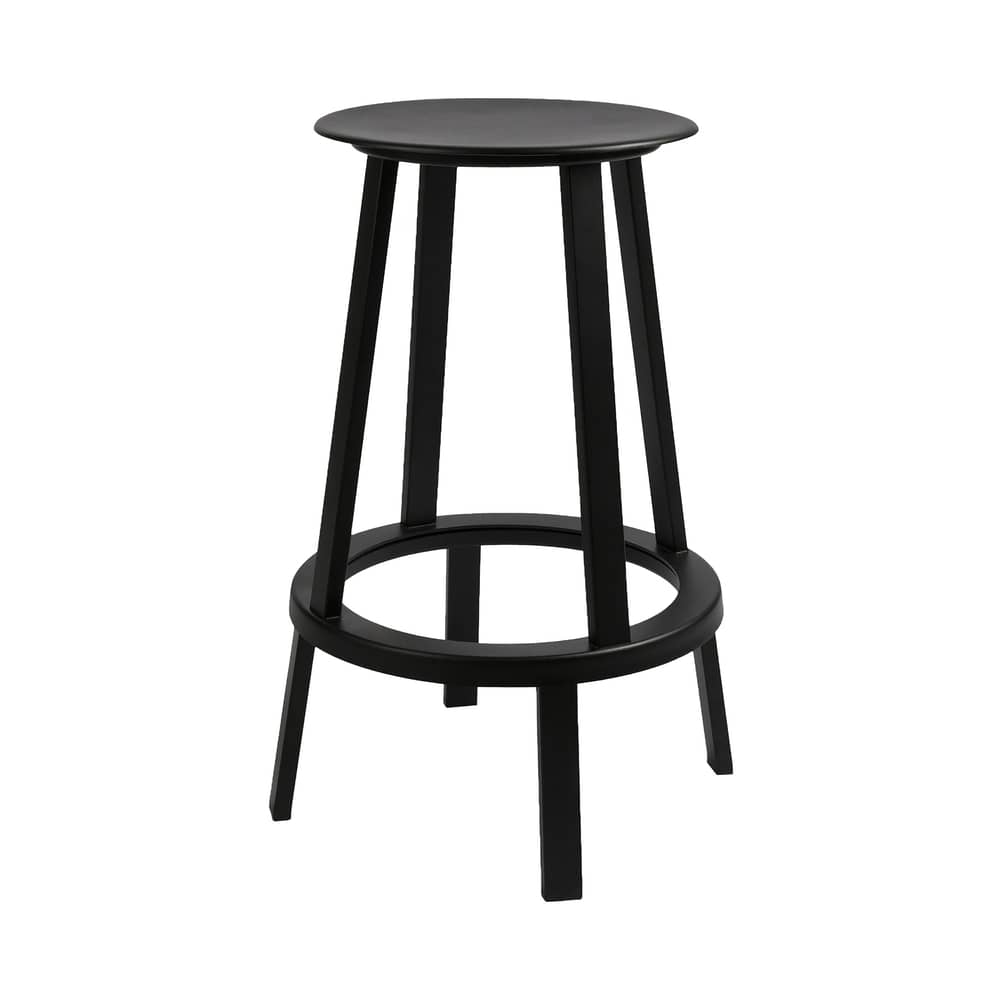 Tabouret haut pivotant Revolver métal noir / H 65 cm - Hay - Noir - Acier peinture époxy