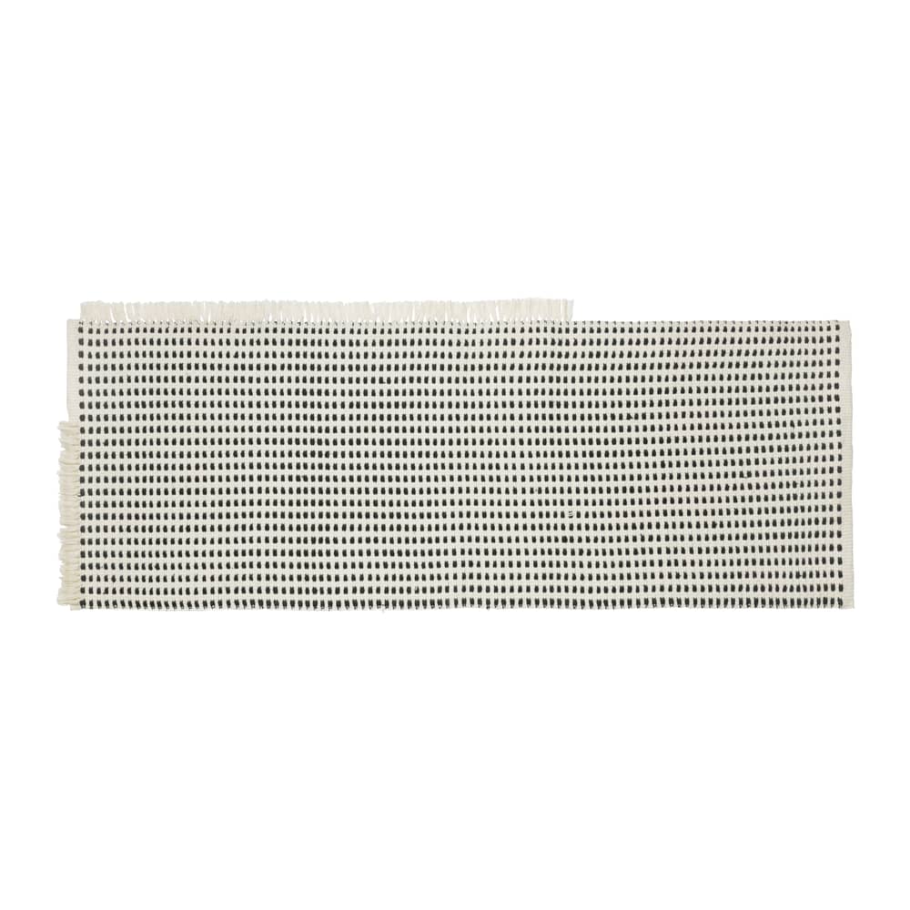 Tappeto per esterno Way Runner tessuto blu / 70 x 180 cm - Bottiglie di plastica riciclata - Ferm Living - Bianco sporco  / Blu - Poliestere riciclato
