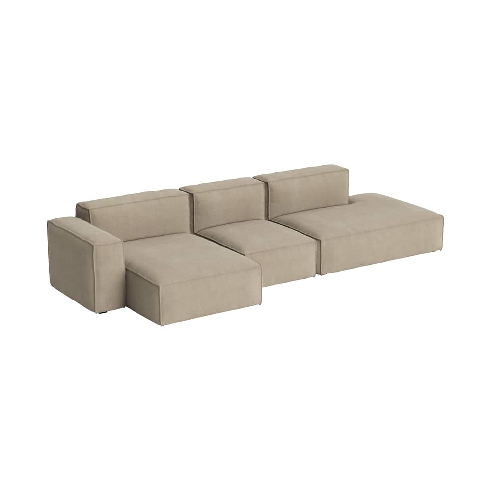 Canapé d\'angle Mags Soft Low Armrest n°4 beige / 3 places -  L 331 cm/ Accoudoir gauche - Hay - Accoudoir gauche / Beige (tissu Linara 216) - Contreplaqué, Mousse polyuréthane HR, Tissu