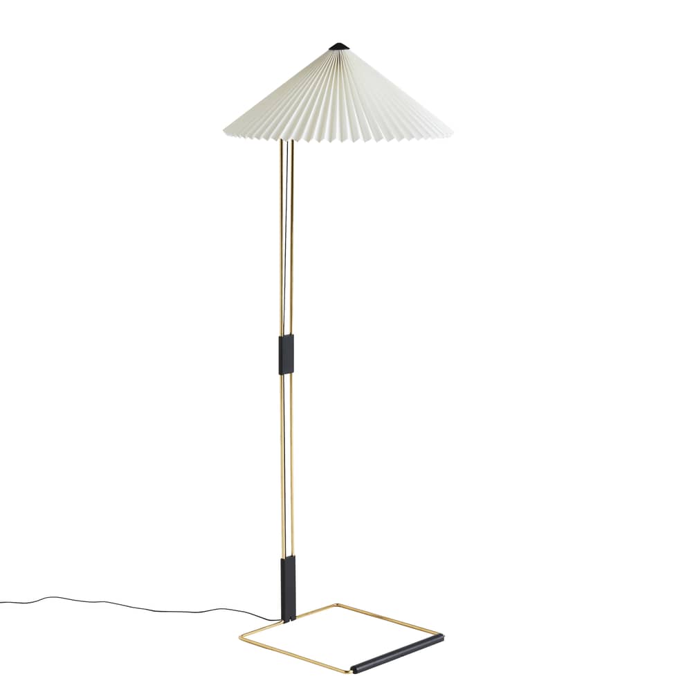 Matin Floor lamp textile white white fabric / Ø 50 x H 129 cm - Hay - White - Brass plated steel, Cotton