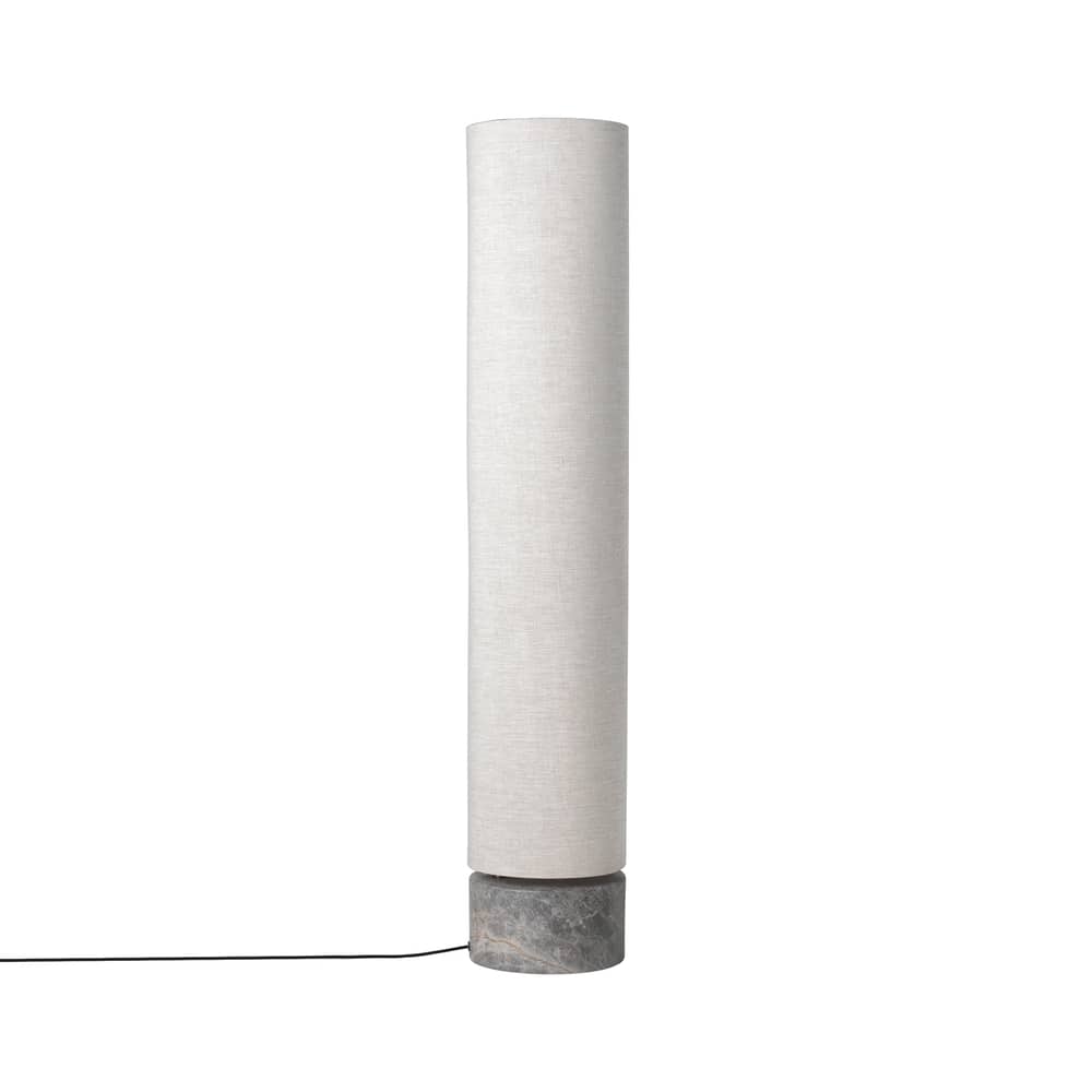 Lampadaire The Unbound LED / H 120 cm - Tissu & marbre / Pivotant - Gubi - Toile beige / Marbre gris - Marbre, Toile
