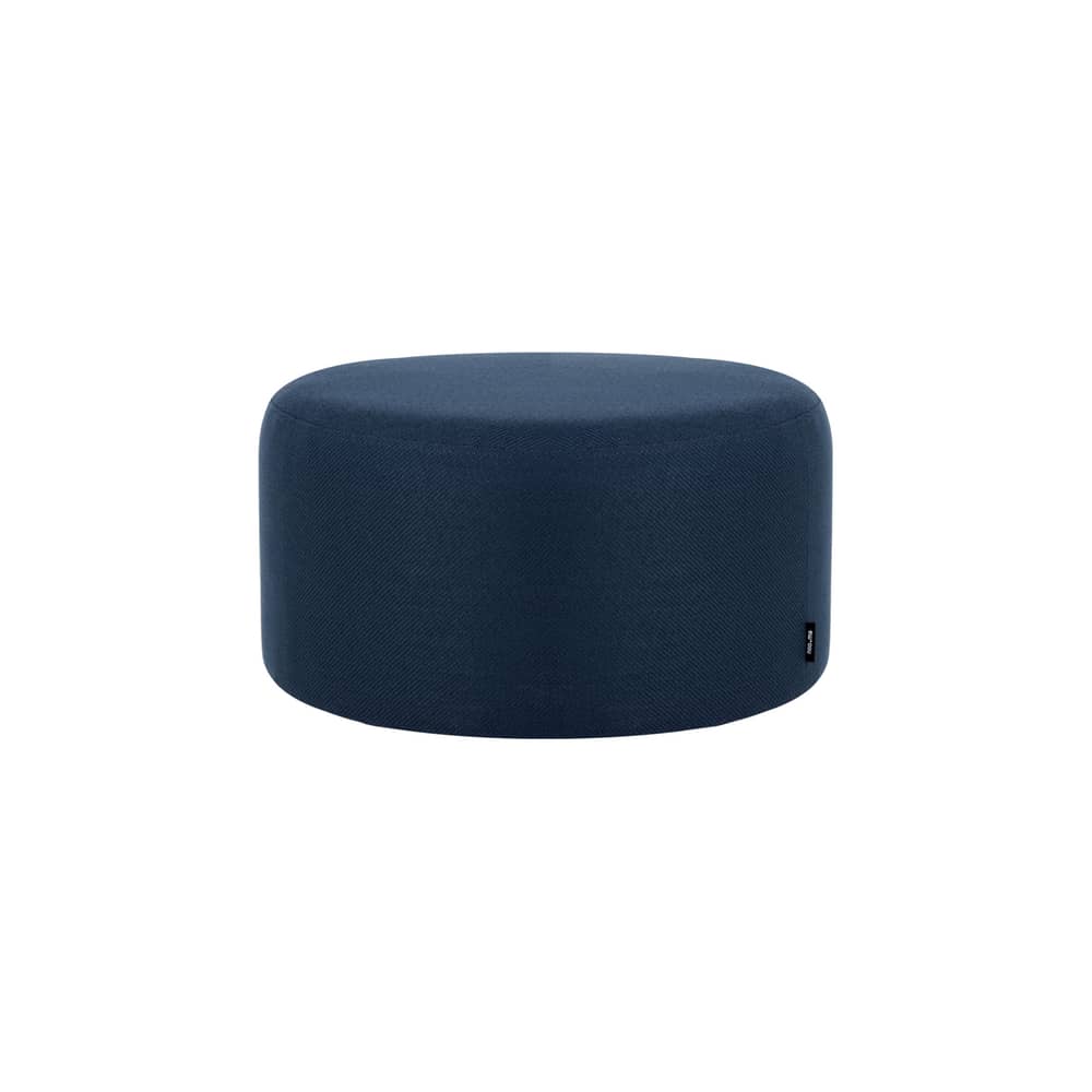 Pouf Folk Petit tissu bleu / Ø 50 x H 25 cm - NOO.MA - Bleu crépusculaire (polyester) - Bois, Mousse, Polyester