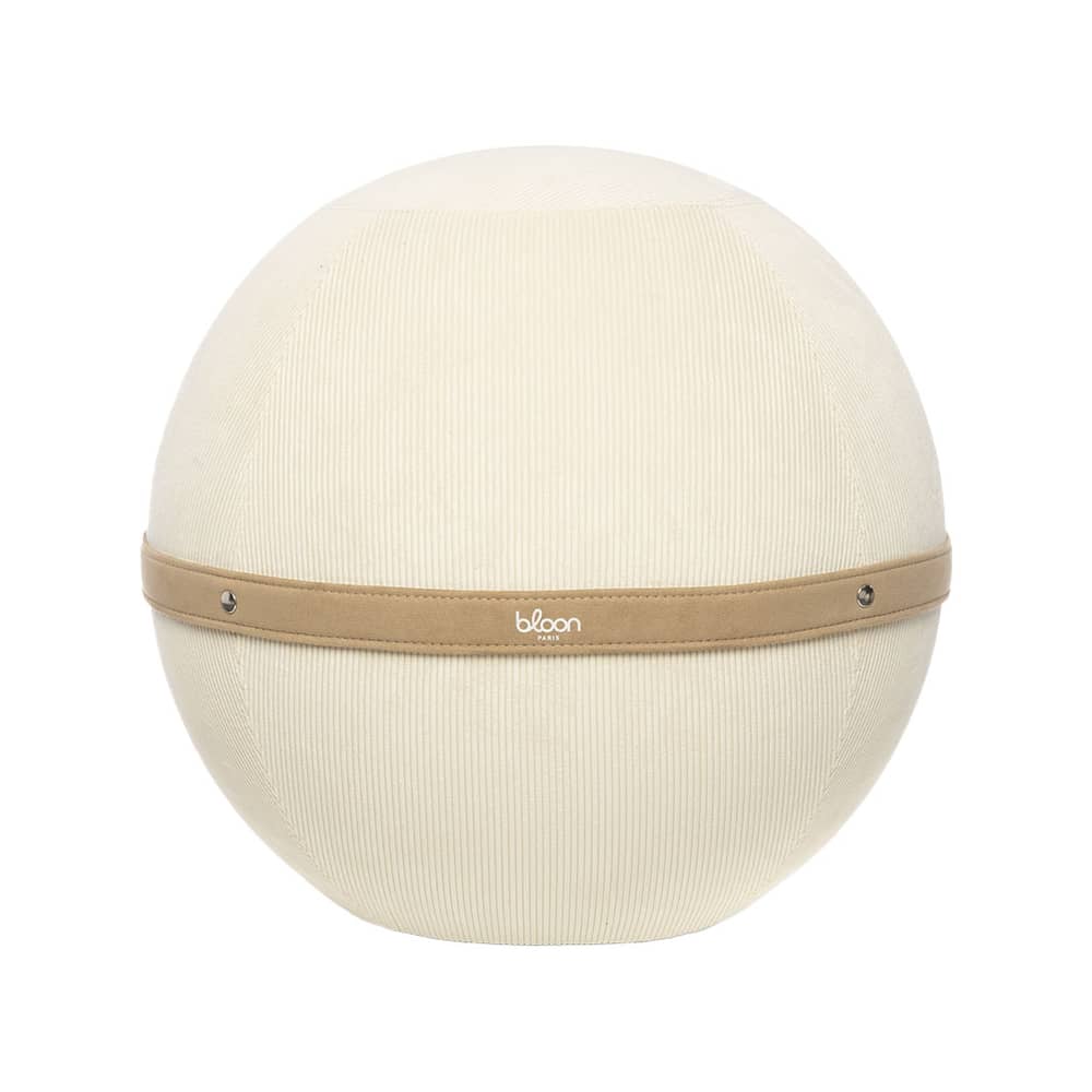 Sitzkissen Côtelé XL textil weiß / Ergonomisch - Ø 65 cm / Gerippter Samt - BLOON PARIS - Jasmin - gerippter Samt, PVC
