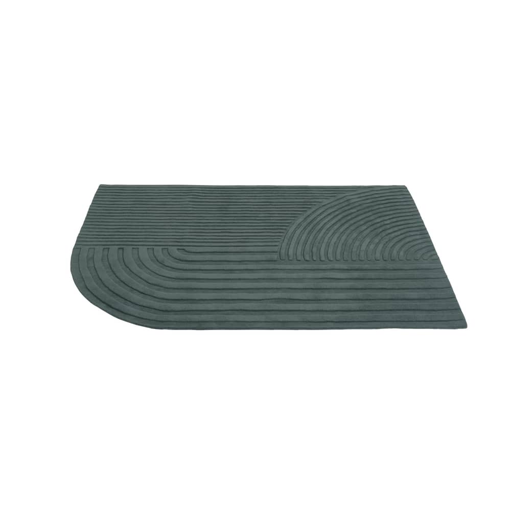 Tapis Relevo  vert / 170 x 240 cm - Tufté main - Muuto - Vert foncé - Laine de Nouvelle-Zélande