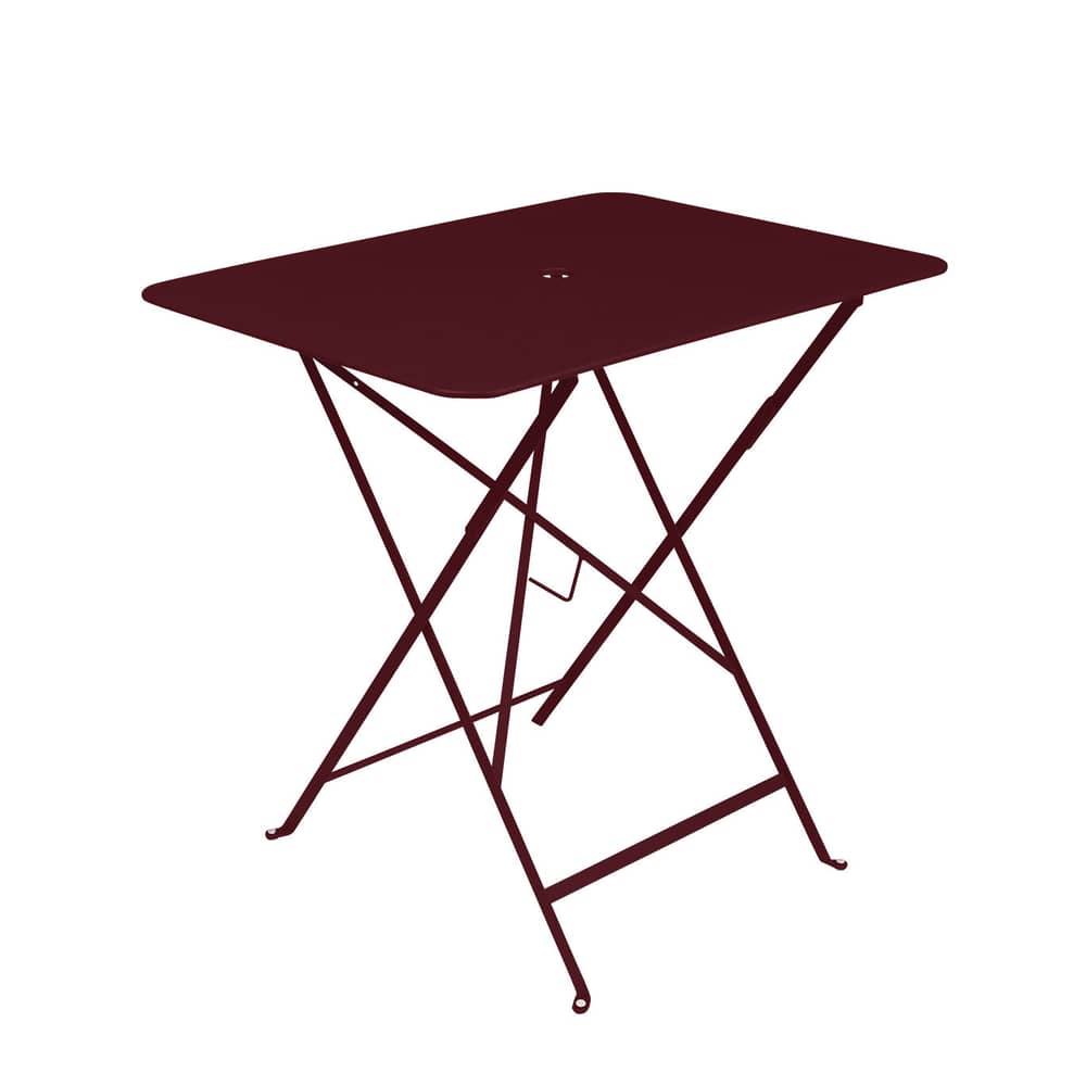 Tavolo pieghevole Bistro metallo rosso / 77 x 57 cm - 4 persone / Foro per ombrellone - Fermob - amarena - Acciaio laccato