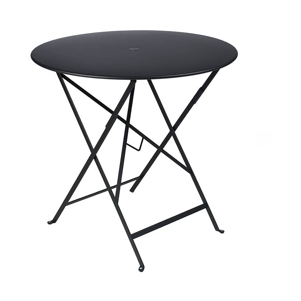 Table pliante Bistro / Ø 77cm - Trou pour parasol - Fermob - Réglisse - Acier laqué