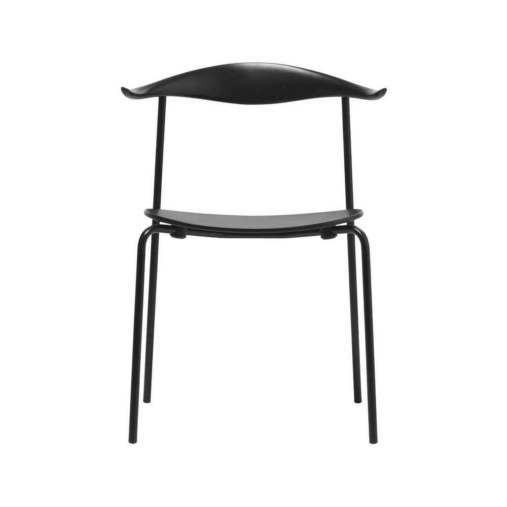 Chaise empilable CH88T bois noir / Hans J. Wegner, 1955 - CARL HANSEN & SON - Noir - Acier inoxydable, Contreplaqué de hêtre peint, Hêtre massif peint