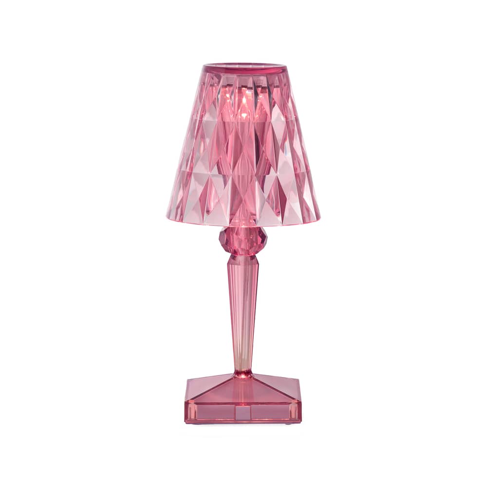 Lampe extérieur sans fil rechargeable Battery LED rose / Ø 12 x H 26 cm - Recyclé - Kartell - Rose Pastel - PMMA recyclé