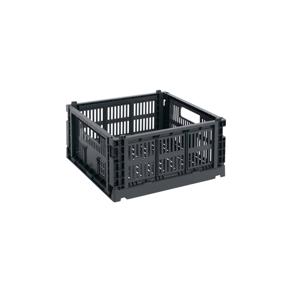 Panier Colour Crate plastique gris Medium Square / 29,5 x 29,5 cm - Hay - Charbon - Polypropylène recyclé