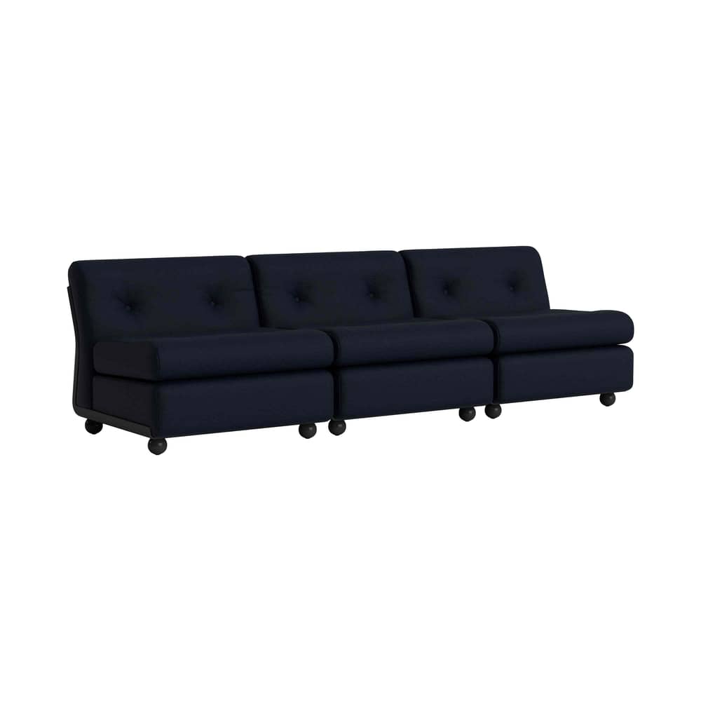 Sofa Amanta textil schwarz / 3-Sitzer - L 238 cm / Neuauflage 1966, Mario Bellini - Hay - Blau-Schwarz (Stoff) - Gewebe, Recyceltes ABS, Schaumstoff