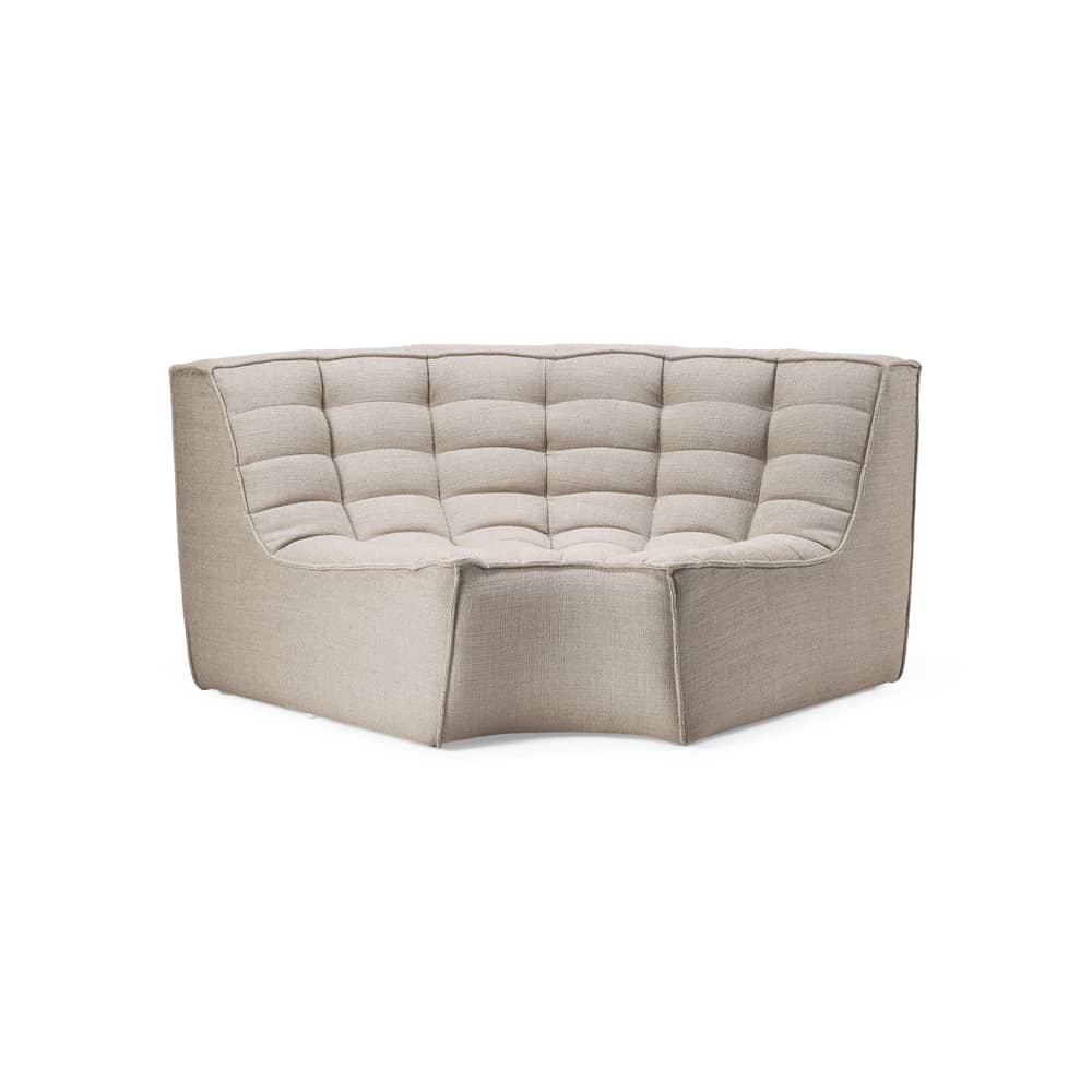 Canapé d\'angle N701 tissu beige / Module d\'angle arrondi 90° - L 120 cm - Ethnicraft - Beige (tissu standard) - Bois, Mousse PU haute densité, Tissu