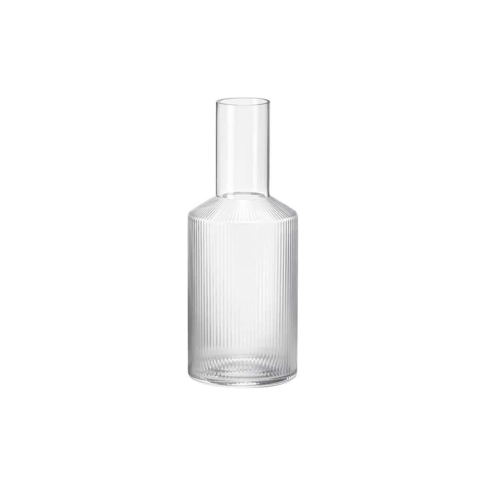 Carafe Ripple verre transparent / 1 L - Verre strié - Ferm Living - Transparent - Verre soufflé bouche