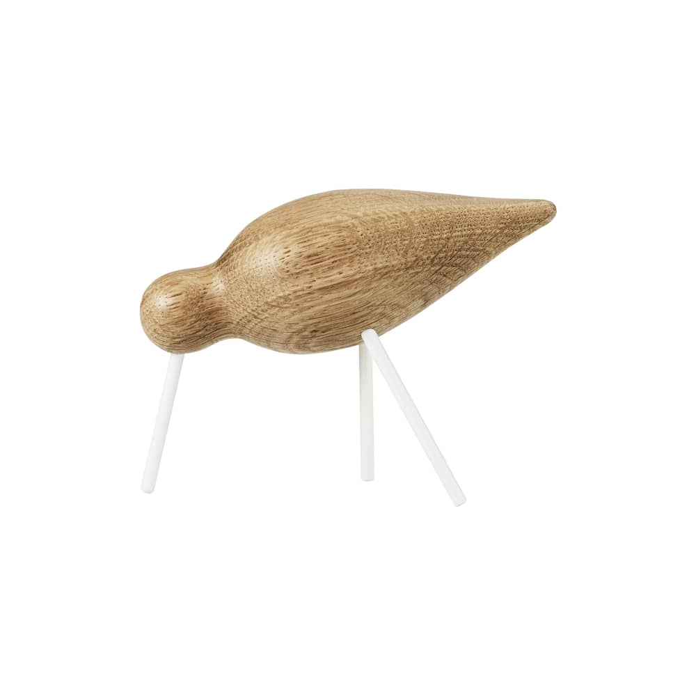 Décoration Oiseau Shorebird M bois naturel / L 15 x H 11 cm - Normann Copenhagen - Chêne / Blanc - Chêne massif