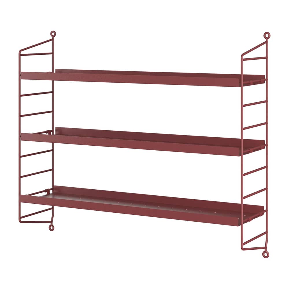 Etagère String® Pocket / Métal perforé - L 60 x H 50 cm - String Furniture - Rouge Oxtorgsröd - Acier laqué