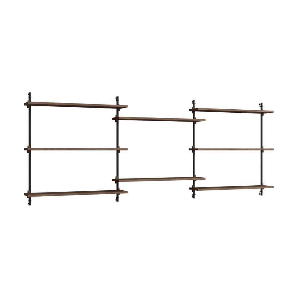 Étagère Wall Shelving – ws.85.3 bois marron / L 239 x H 85 x Prof. 17,5 cm - MOEBE - Chêne fumé / Noir - Acier, MDF placage chêne