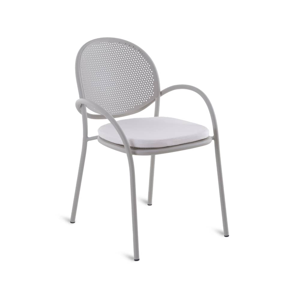 Fauteuil Les Arcs métal gris / Aluminium perforé - Coussin inclus - Unopiu - Gris Tourterelle - Aluminium, Tissu acrylique