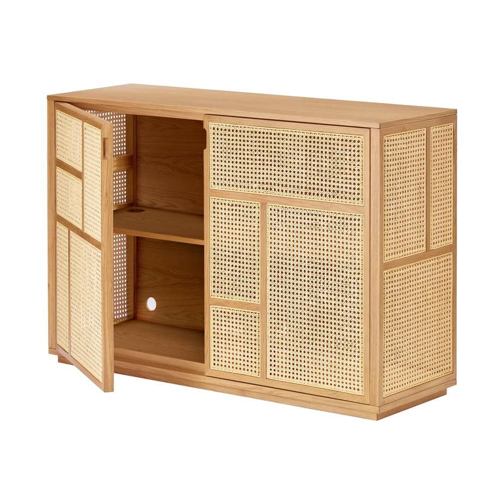 Buffet Air bois naturel / Meuble TV - Cannage rotin - L 120 x H 81 cm - Design House Stockholm - Chêne / Rotin naturel - Cannage de rotin, MDF plaqué chêne