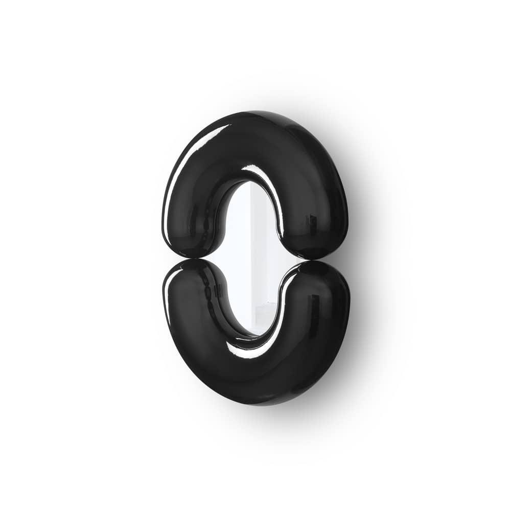 Miroir mural Zodiac Bumper Small céramique noir / L 55 x H 70 cm - Jean-Baptiste Fastrez, 2020 - Moustache - Noir - Céramique, Verre