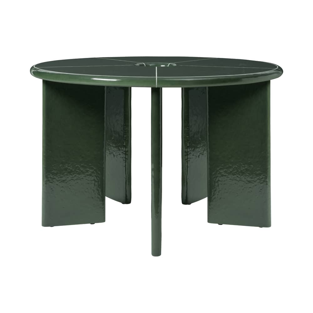 Tavolo rotondo Deya pietra verde / Ø 120 - Cemento smaltato - Ferm Living - Verde scuro - Calcestruzzo rinforzato con fibre di vetro