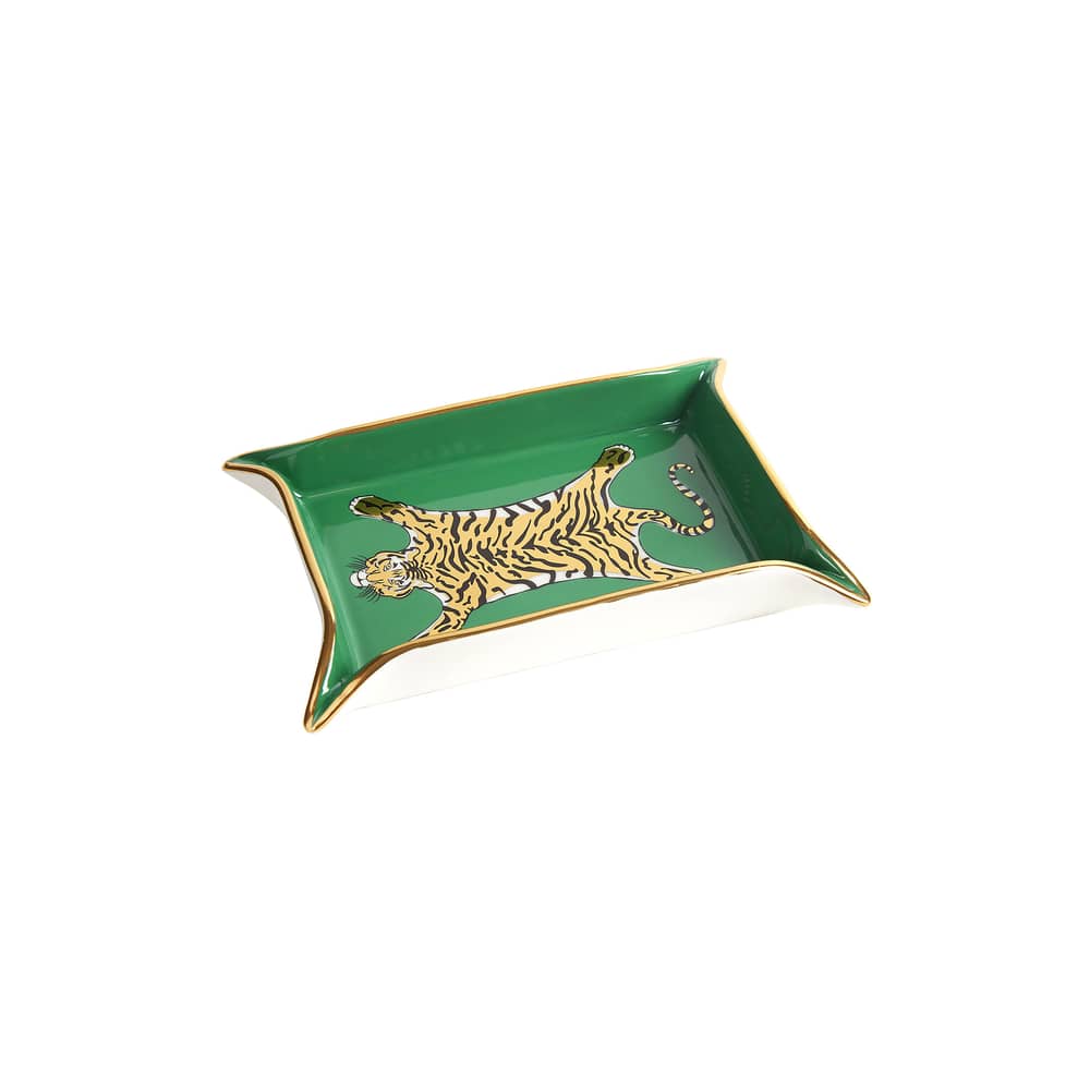 N.Y.発【新品】JONATHAN ADLER★16kGOLDトレイ[タイガー] Jonathan Adler Tigre Small dish - green | Made In Design UK