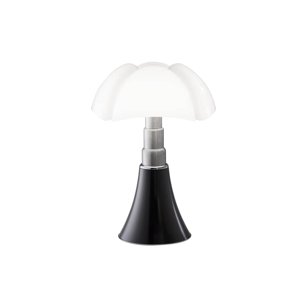 Lampe de table Pipistrello Medium LED / H 50 à 62 cm - Gae Aulenti, 1965 - Martinelli Luce - Marron foncé - Acier galvanisé, Aluminium laqué, Méthacrylate opalin