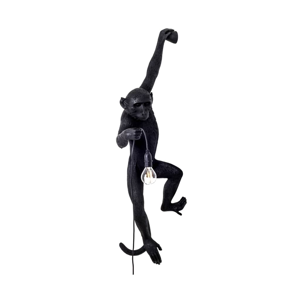 Outdoor-Wandleuchte mit Stecker Monkey Hanging plastikmaterial schwarz / outdoorgeeignet - H 76,5 cm - Seletti - Schwarz - Harz