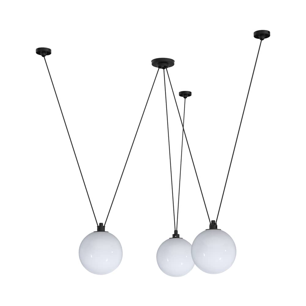 Acrobate N°325 Pendant glass white / Lampes Gras - 3 glass shades Ø 25 cm - DCW éditions - White - Glass