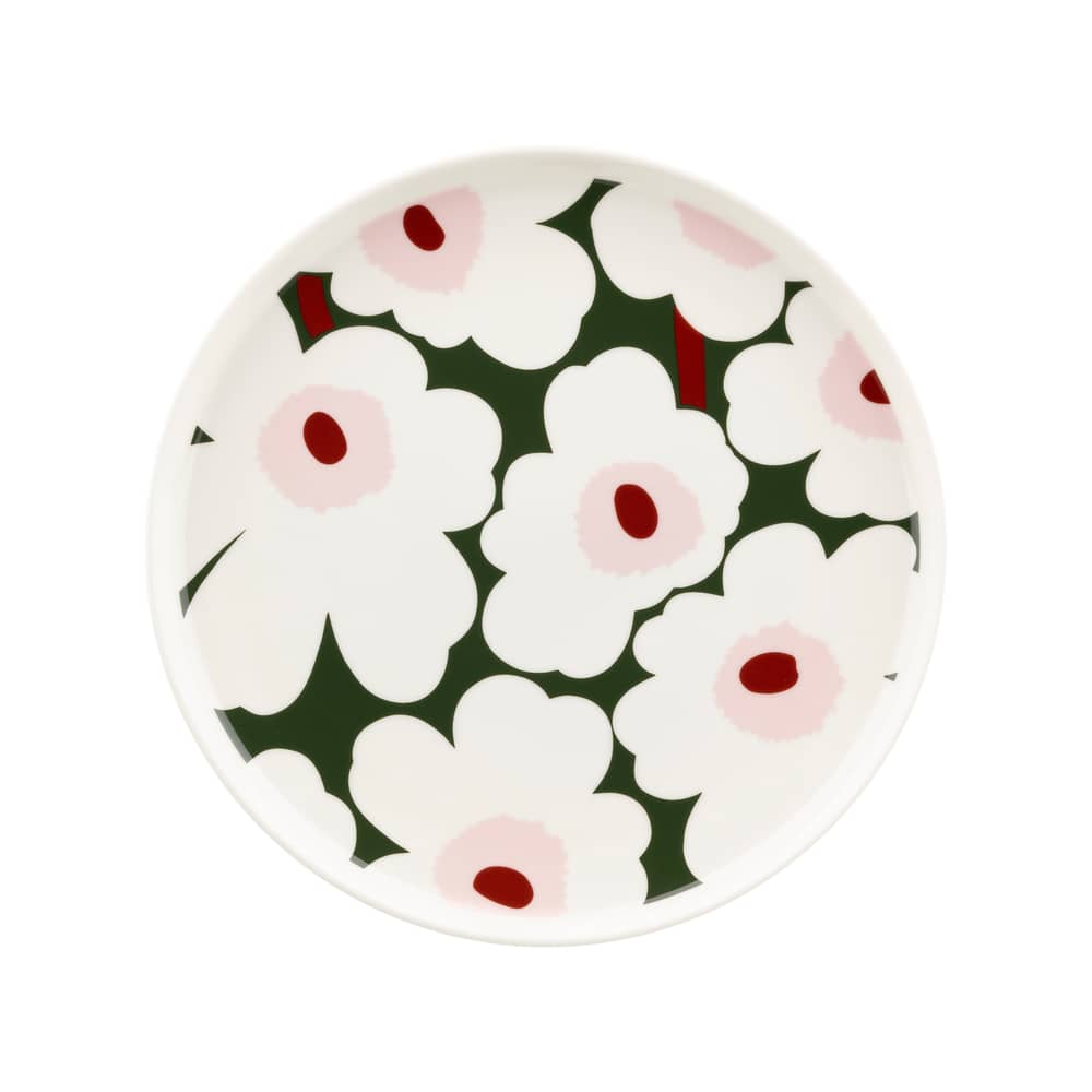 Piatto Unikko ceramica verde / Ø 25 cm - Marimekko - Unikko / Verde - Gres