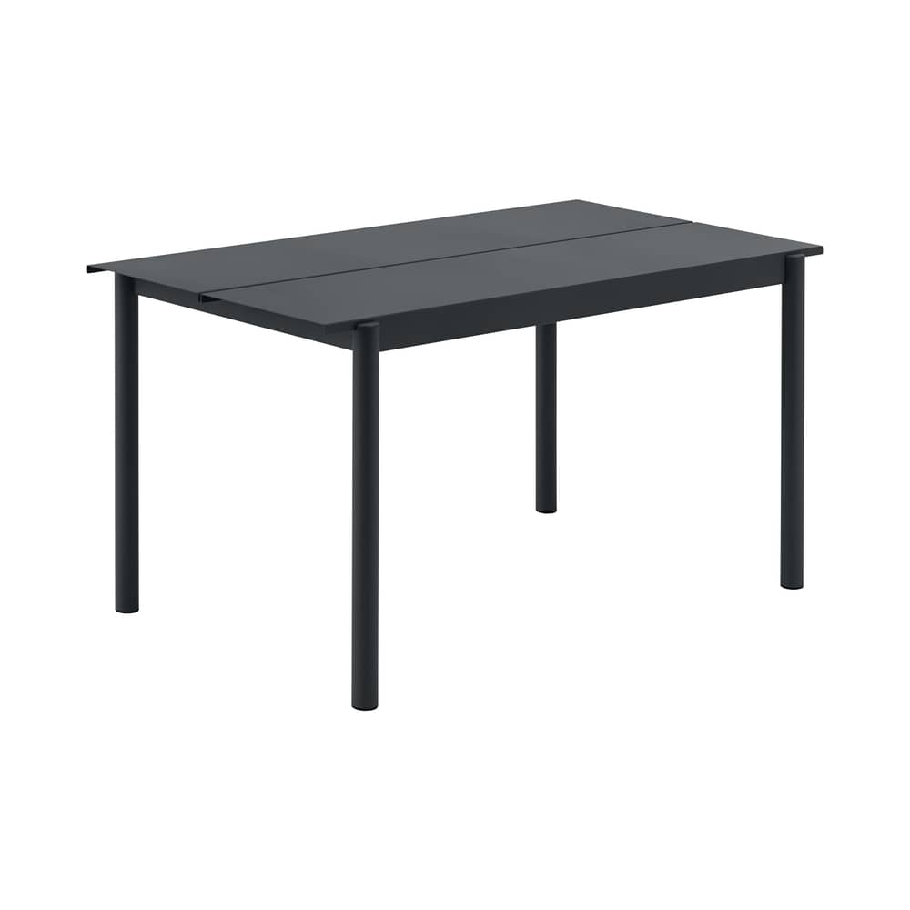 Linear Rectangular table metal black / Steel - 140 x 75 cm - Muuto - Black - Powder-coated steel