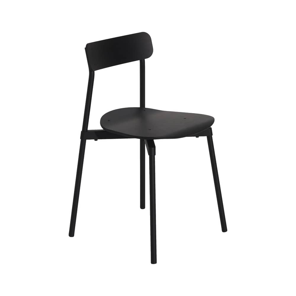 Stapelbarer Stuhl Fromme holz schwarz - Petite Friture - Schwarz - Thermolackiertes Aluminium, Vielschicht-Sperrholz in Buche