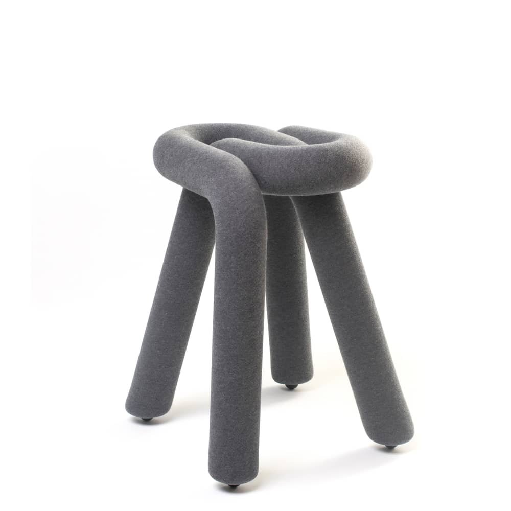 Tabouret rembourré Bold tissu gris - Moustache - Gris foncé - Acier, Mousse, Tissu