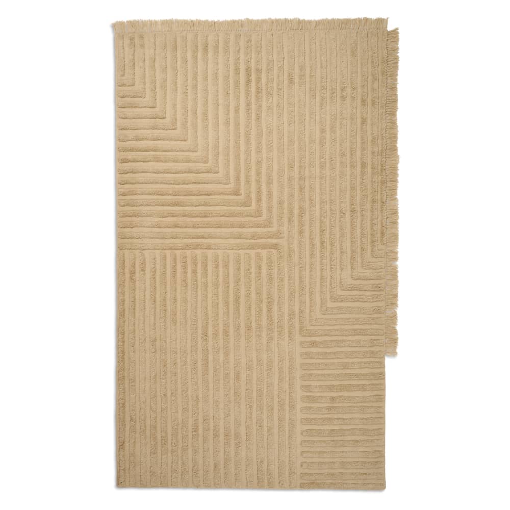 Teppich Crease Wool Large textil beige / 250 x 160 cm - Handgewebte, handgetuftete Wolle - Ferm Living - 250 x 160 cm / sandfarben - Wolle