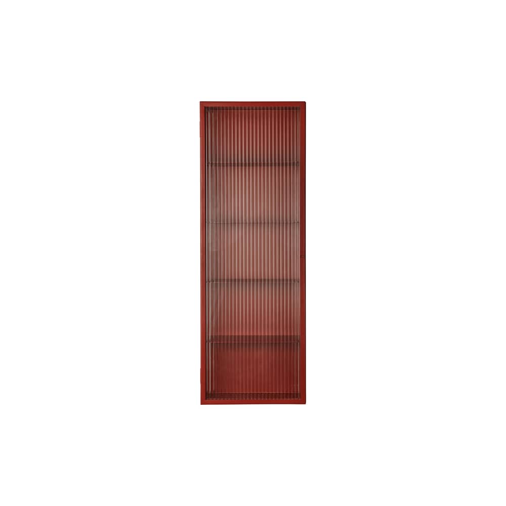Wandablage Haze metall rot / B 35 x H 100 cm - Geriffeltes Glas - Ferm Living - Oxidrot - Geriffeltes Glas, lackiertes Eisen