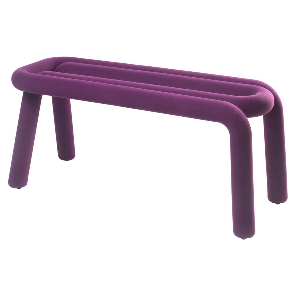 Banc rembourré Bold tissu violet / L 100 cm - Moustache - Violet - Acier, Mousse, Tissu