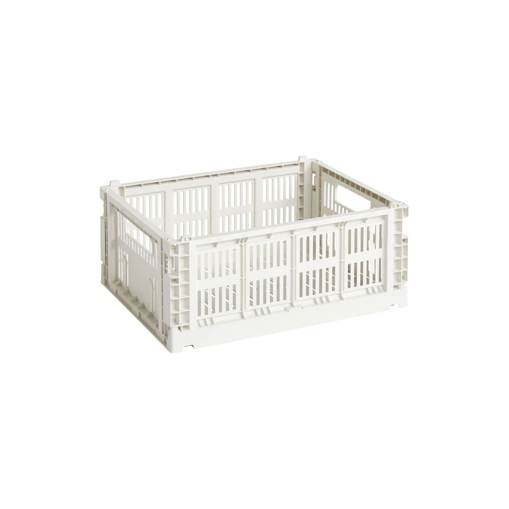 Colour Crate Basket plastic material white Medium / 26.5 x 34.5 cm - Recycled - Hay - Off-white - Recycled polypropylene