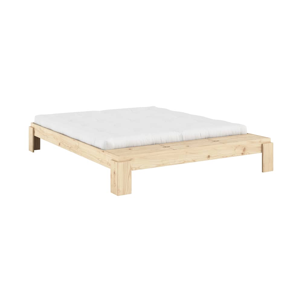 Doppelbett Layers holz natur / Für Matratze 180 x 200 cm - Mit Bank-Kiste - KARUP - Für Matratze 180 x 200 cm - FSC-zertifiziertes Massivholz Kiefer