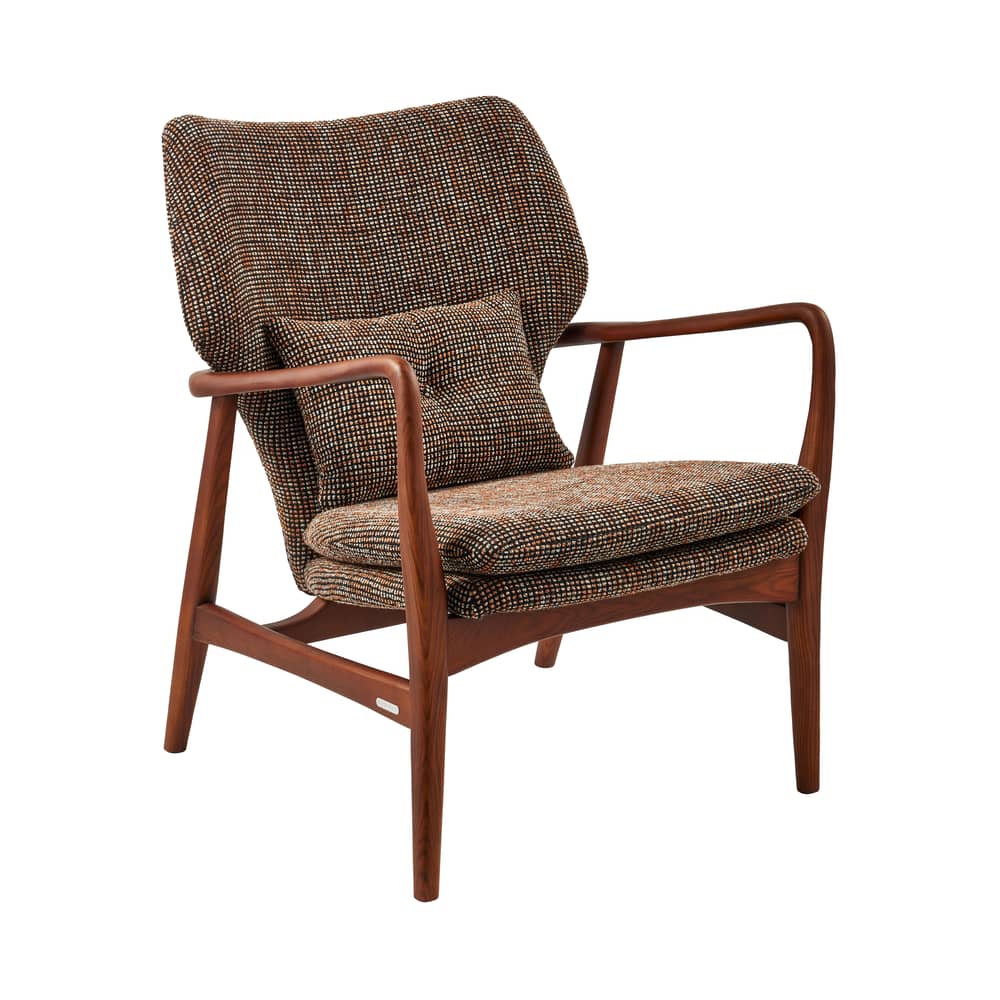 Fauteuil rembourré Peggy tissu marron - POLSPOTTEN - Marron foncé - Frêne, Mousse, Tissu