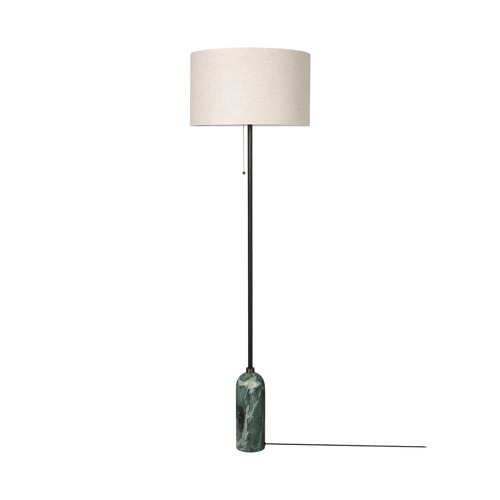 Lampadaire Gravity marbre vert / Ø 50 x H 168 cm - Gubi - Marbre vert émeraude / Abat-jour beige - Marbre, Toile