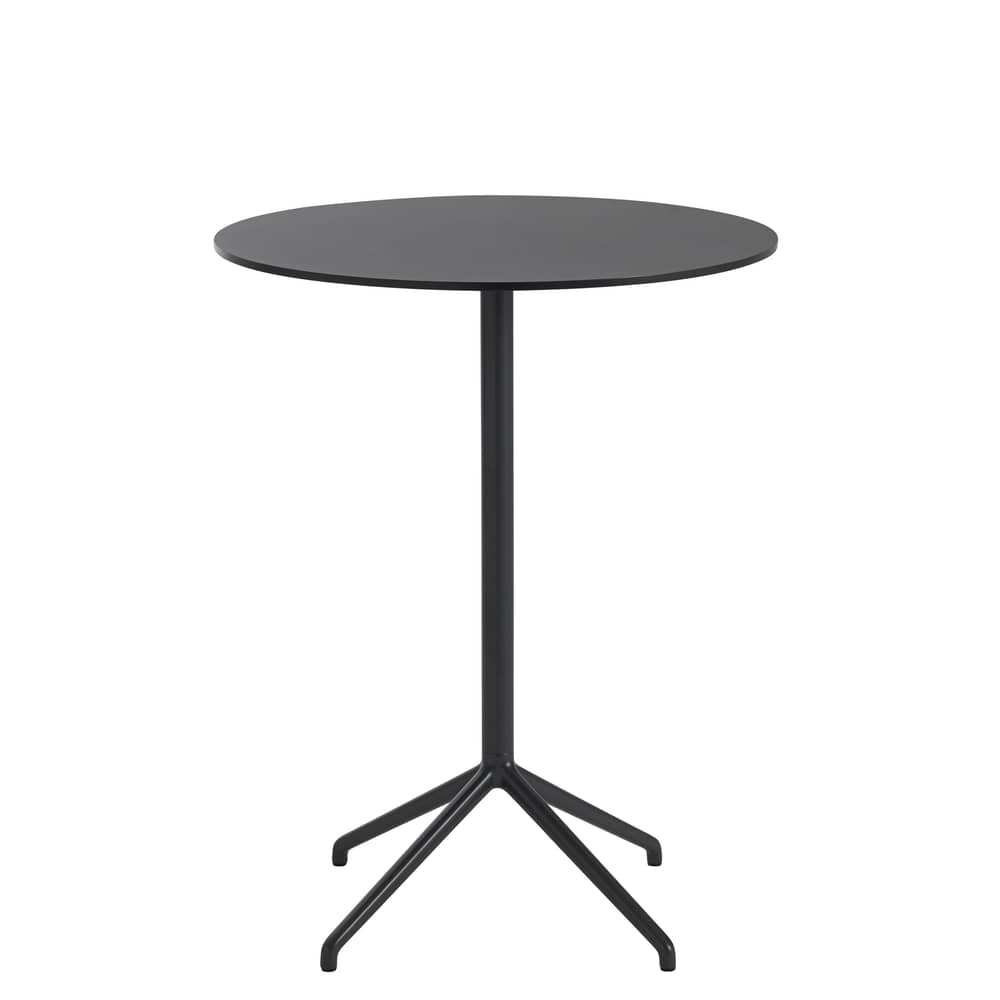 Stehtisch Still Café plastikmaterial schwarz / Ø 75 x H 95 cm - Linoleum - Muuto - Schwarz - Gussaluminium, MDF, linoleumbeschichtet, Stahl