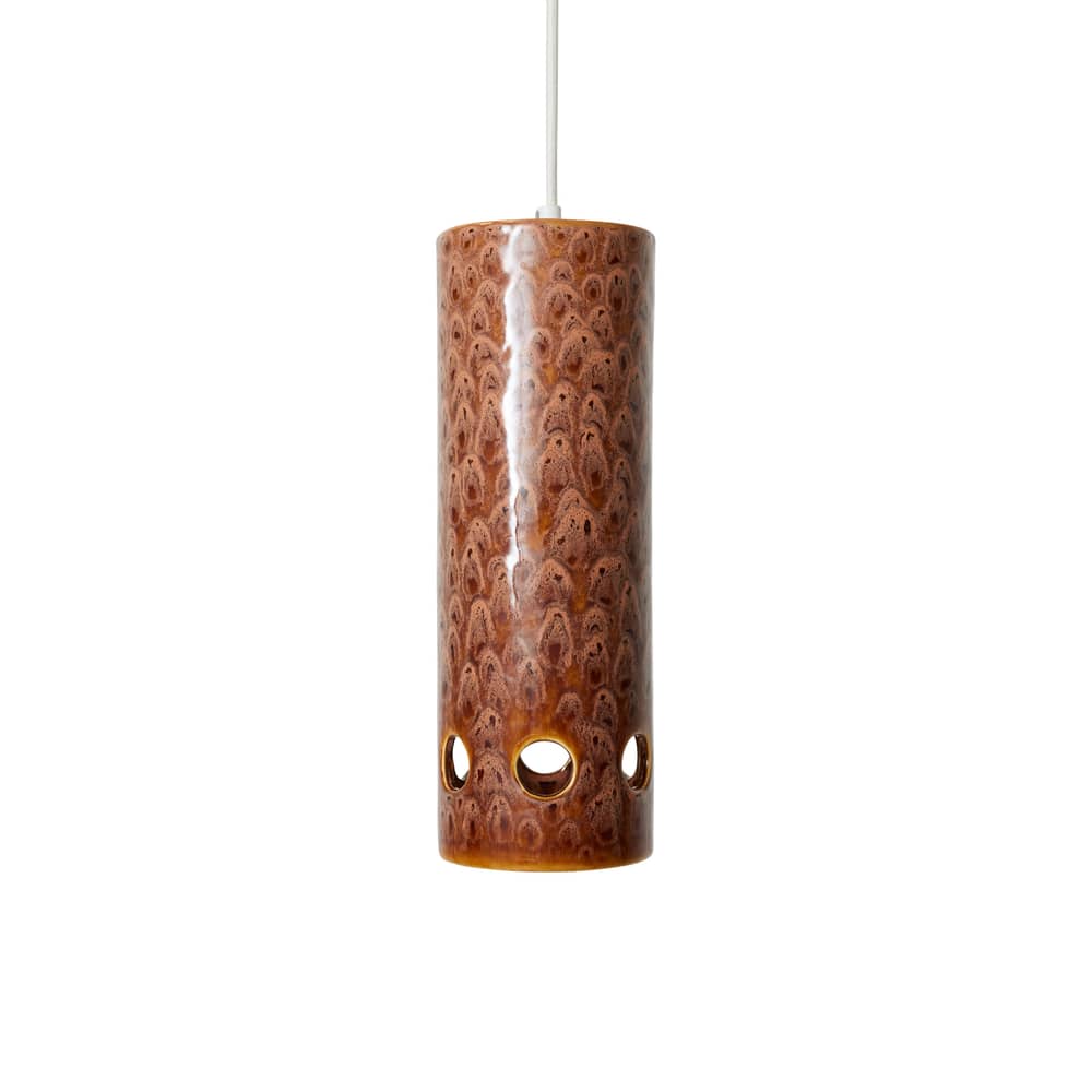 Suspension Ceramic céramique marron / Ø 11  cm x H 31.5 cm - HK LIVING - Litchi - Grès émaillé
