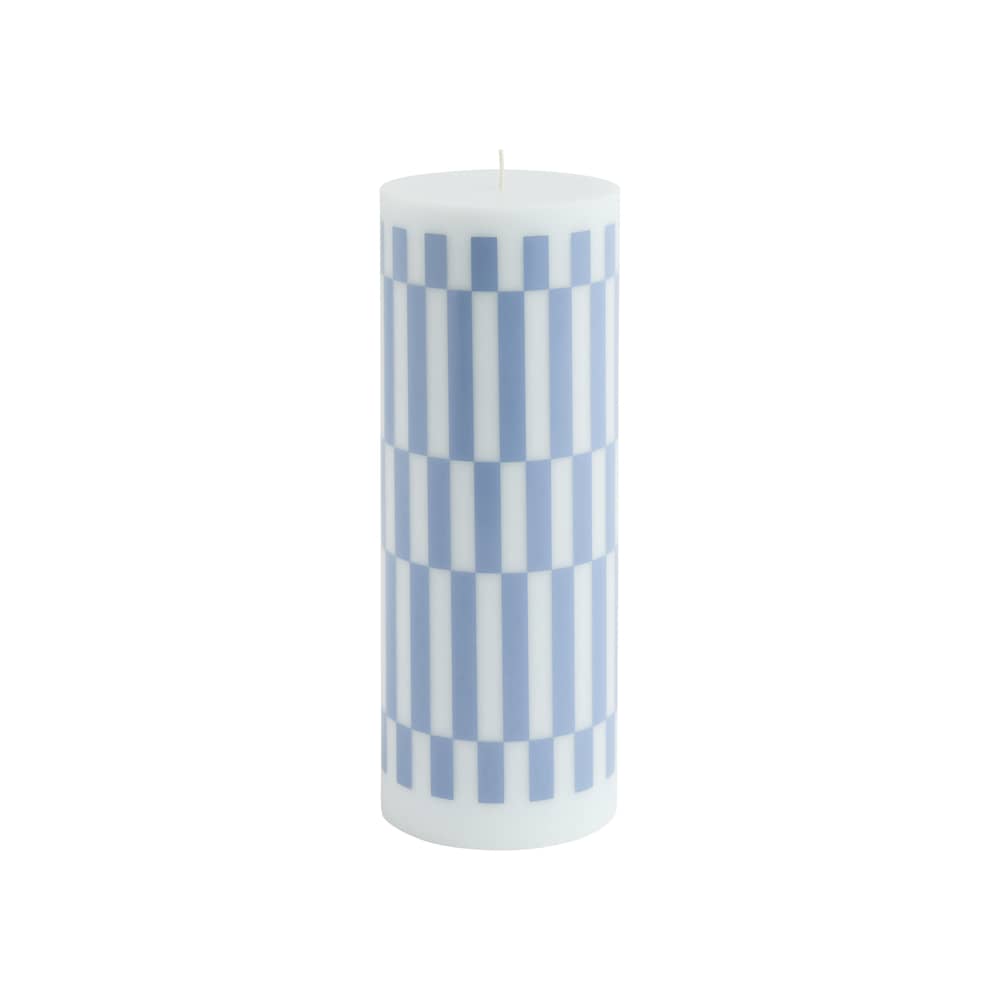 Bougie bloc Column cire multicolore / Ø 9 x H 25 cm / Seconde vie - Hay - Bleu clair & bleu Dusty - Huile, Stéarine