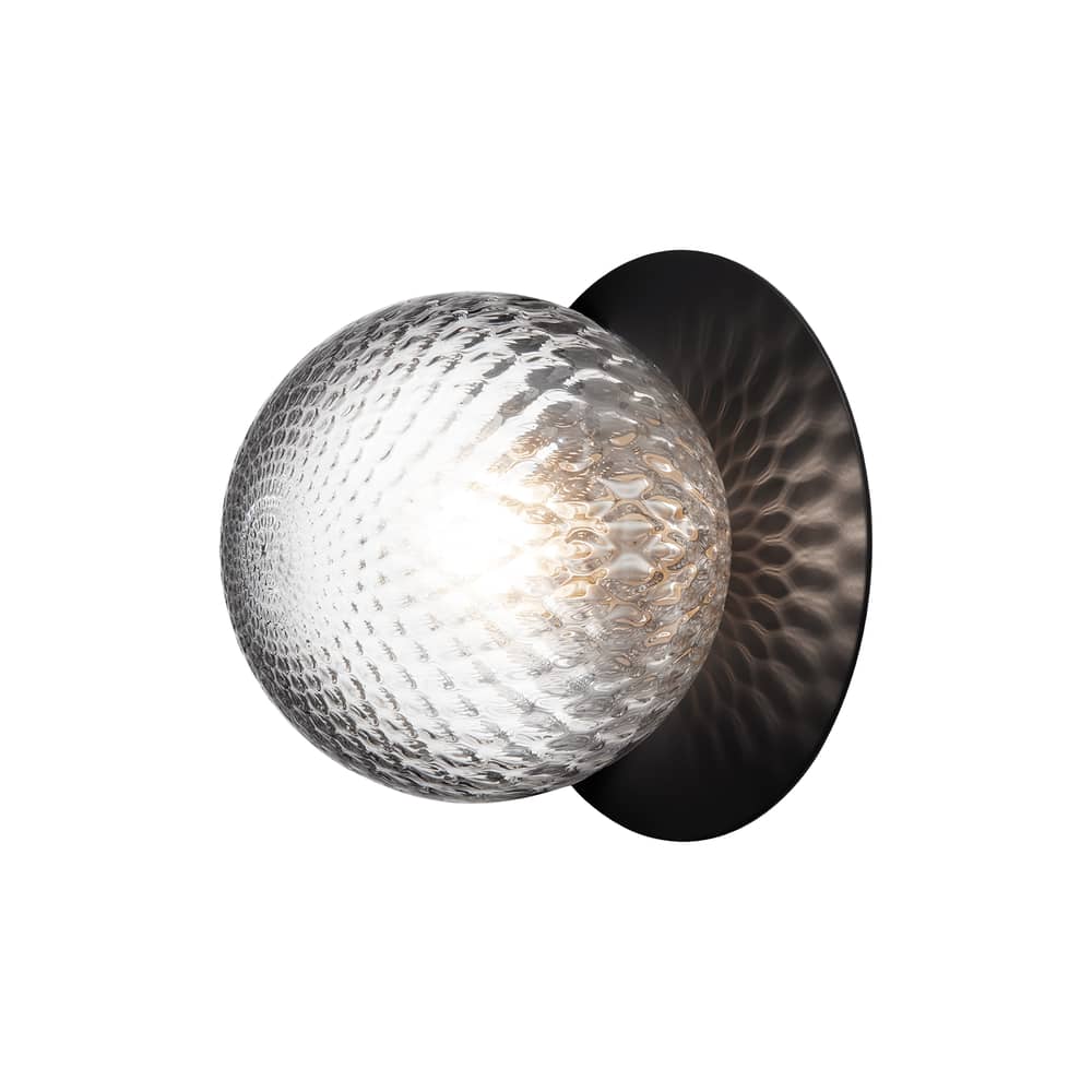 Outdoor-Wandleuchte Liila 1 OUTDOOR metall schwarz / Deckenleuchte - NUURA - Facettiertes Transparent / Schwarz - mundgeblasenes Glas, Thermolackiertes Aluminium