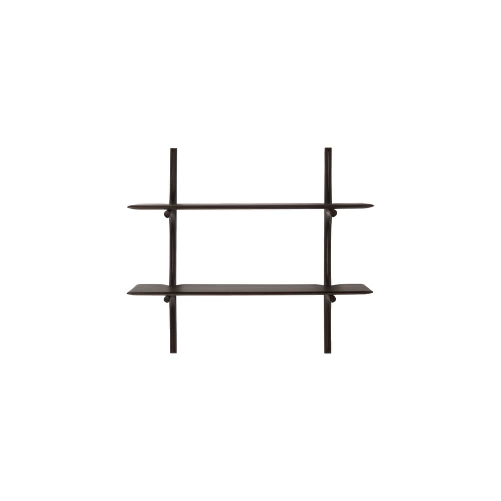 PI Shelf wood brown / 2 shelves - Solid mahogany / L 100 x H 91 cm - Ethnicraft - Dark brown Mahogany - Stained solid mahogany