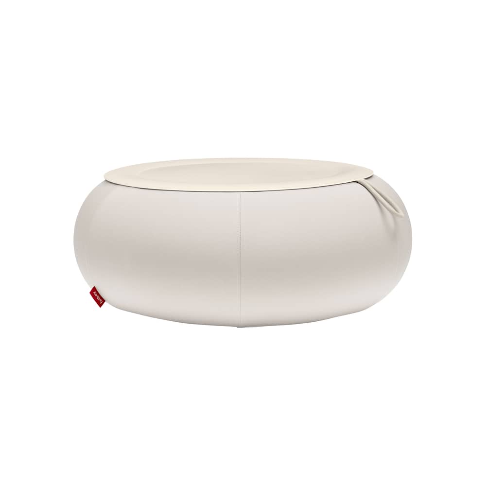 Table basse Dumpty OUTDOOR tissu beige / Gonflable - Ø 87,5 x H 35 cm - Fatboy - Pebble - Acier, PVC, Tissu d\'extérieur oléfine
