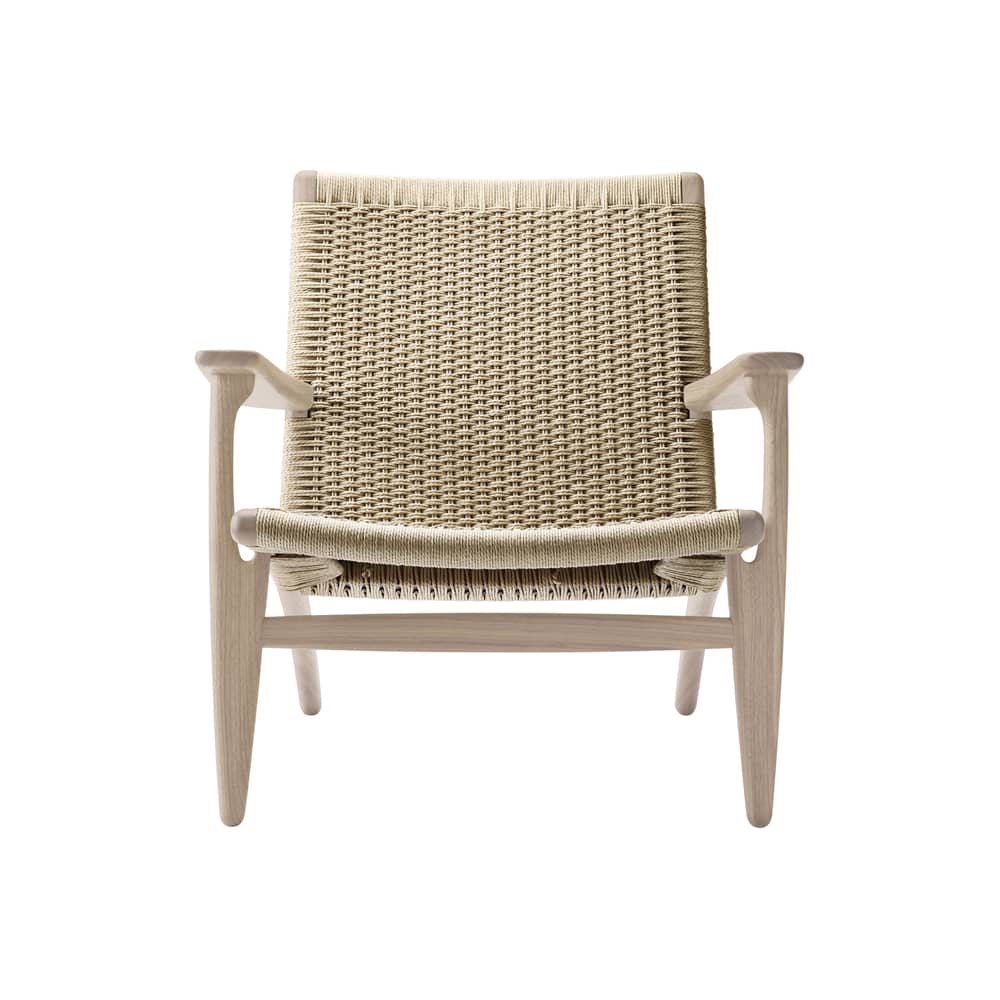 Fauteuil lounge CH25 / Hans J. Wegner, 1950 - Corde de papier - CARL HANSEN & SON - Chêne savonné FSC / Corde naturelle - Chêne massif savonné FSC, Corde en papier