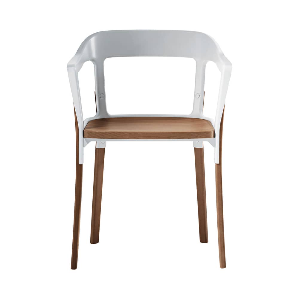 Fauteuil Steelwood     / Bouroullec, 2008 - Magis - Blanc / hêtre - Acier verni, Hêtre