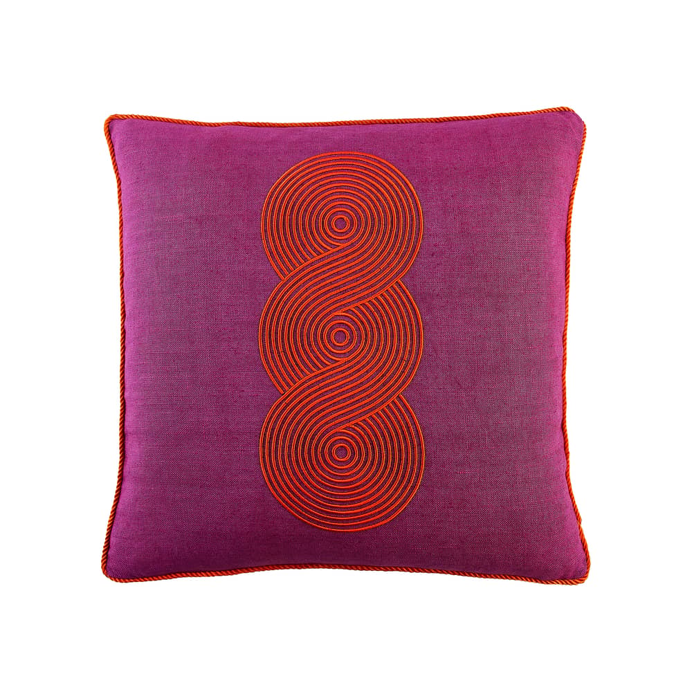 Kissen Pompidou Loops textil violett / 50 x 50 cm - Jonathan Adler - Fuchsia -  Duvet,  Plumes, Leinen
