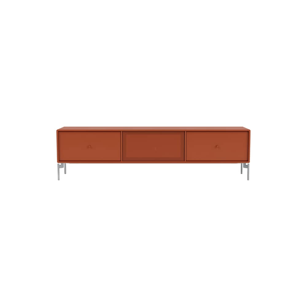 Meuble TV Octave V bois orange / Avec pieds - L 138 x P 30 x H 36,6 cm - MONTANA - Hokkaido 162 - Acier, Acier perforé, MDF laqué