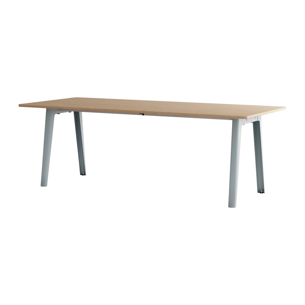 rechteckiger Tisch New Modern holz natur / 220 x 95 cm - Eiche öko-zertifiziert / 10 bis 12 Personen - TIPTOE - Eiche / Blassblaue Füße - Massive Tanne mit Eichenfurnier, thermolackierter Stahl